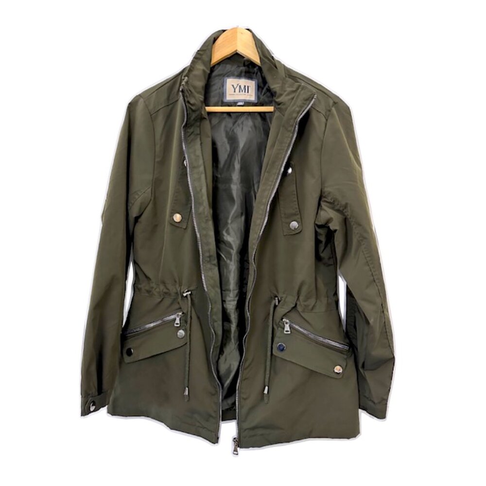 Olive Green Anorak Parka Spring/Fall Utility Jacket Size M